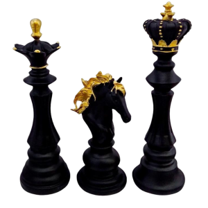 Set Decorativo de Ajedrez Negro y Dorado