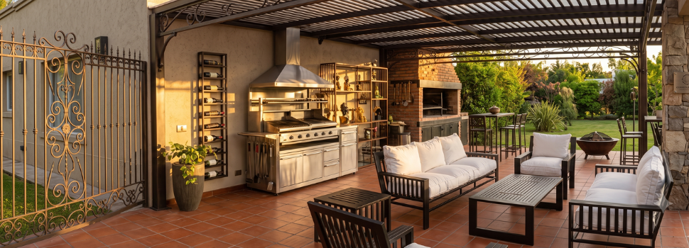 Terraza con productos Metal World